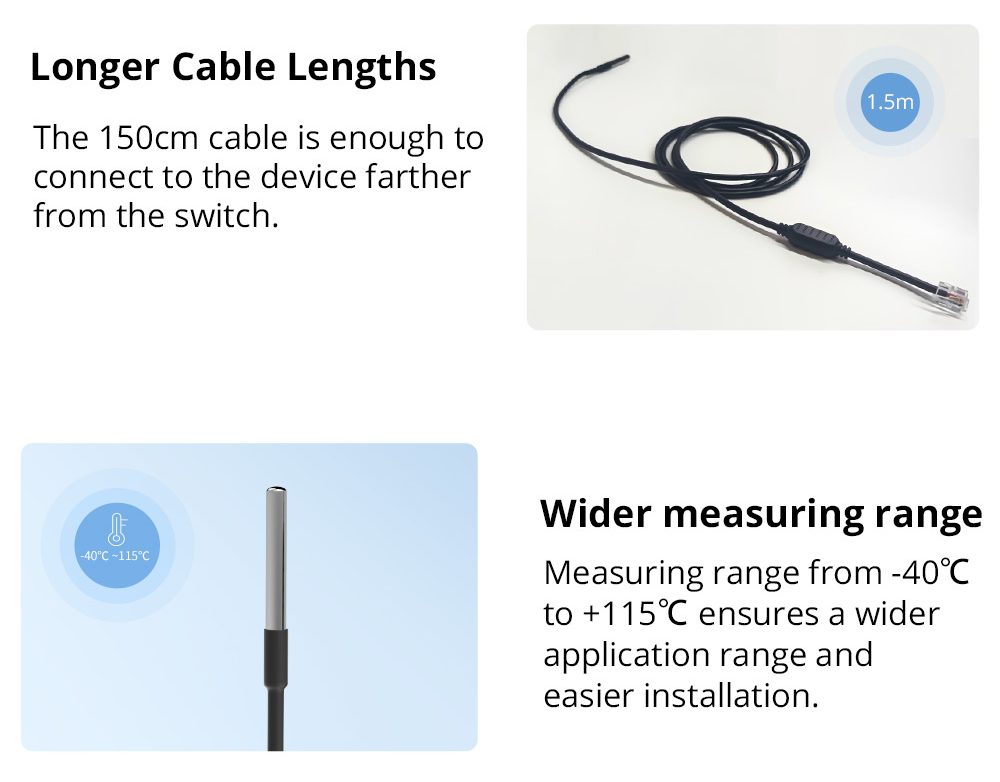 Senzor temperatura cu cablu 1.5m pentru Sonoff TH elite