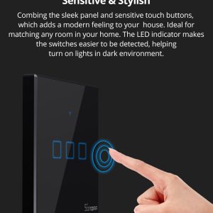 intrerupator smart sonoff t3eu negru