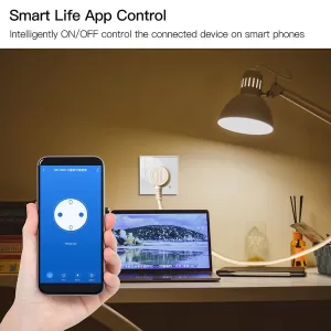 Control din aplicatie Priză Smart WiFi cu Panou de Sticlă – Monitorizare Consum, Alb sau Negru